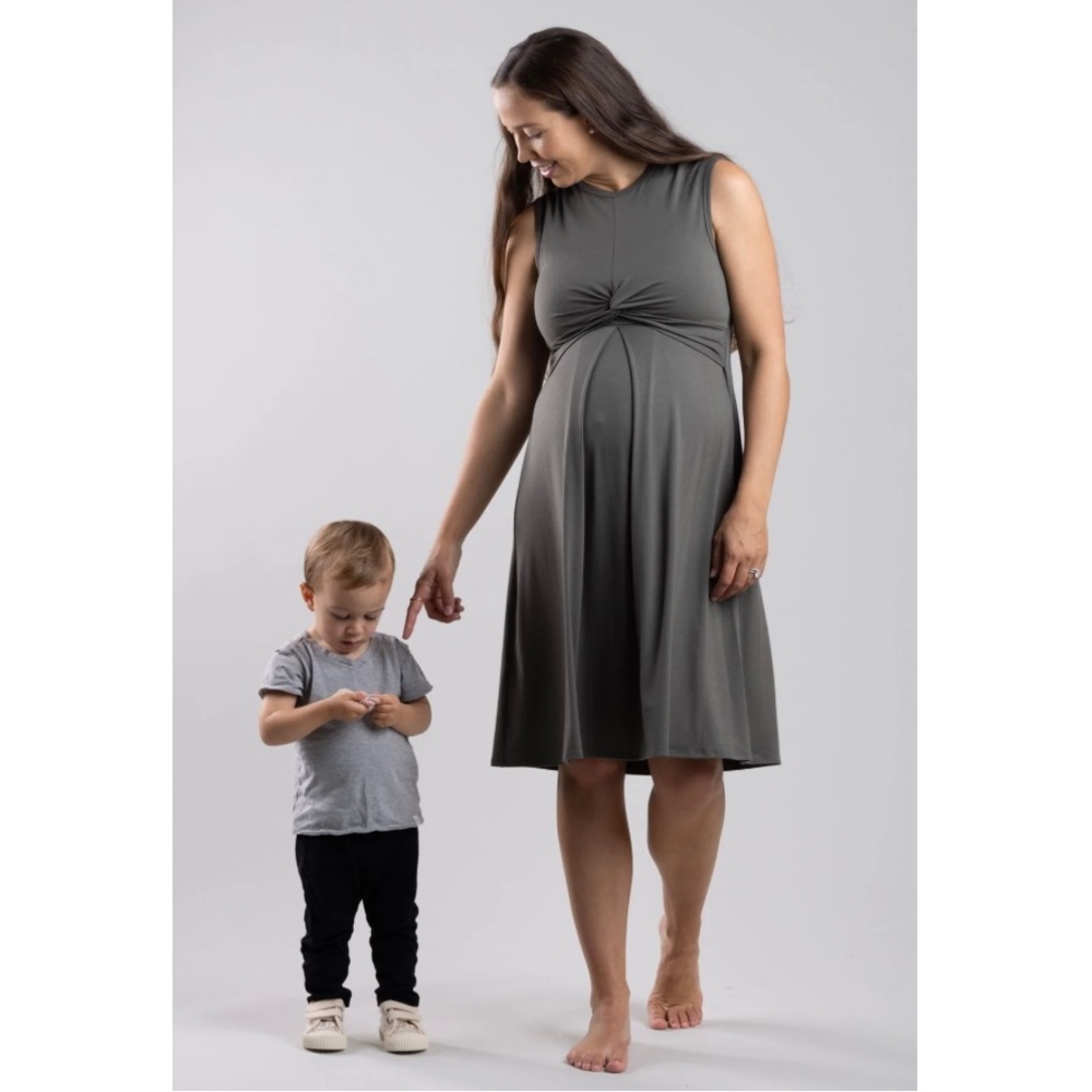 Simple Wishes Debra Maternity Nursing Dress Olive Green Size Medium